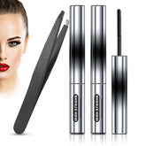 3D Curling Iron Mascara Set, Waterproof Long-Lasting, Bristleless & Extra Slim Metal Mascara for Charming Eye Makeup, No Flaking or Clumping, Achieve Stunning Lashes Every Time 2pcs Mascara, 1 Tweezer